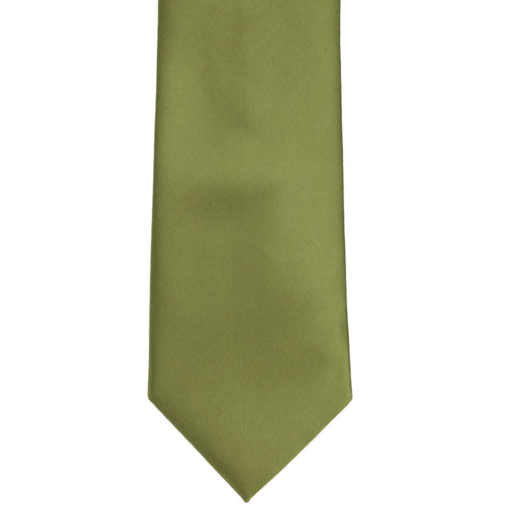 Olive Green Solid Color Clip-On Tie sold by TieMart product image thumbnail 3