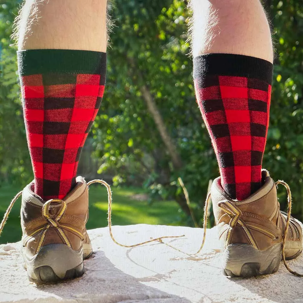 Men's Red and Black Buffalo Plaid Socks sold by TieMart product image thumbnail 4