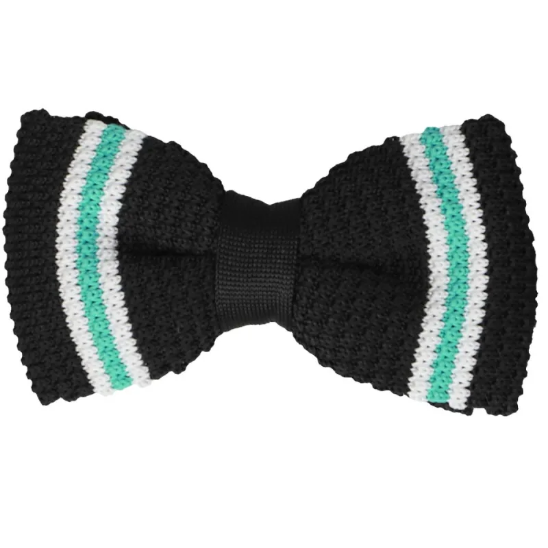 Black Repp Stripe Knit Bow Tie sold by TieMart