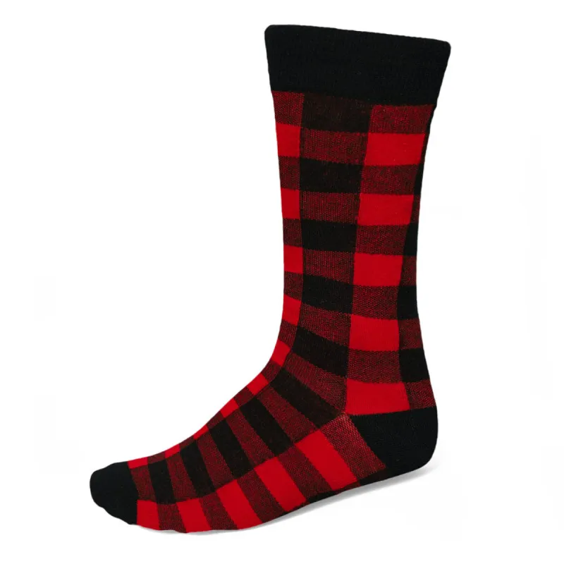 Men's Red and Black Buffalo Plaid Socks sold by TieMart