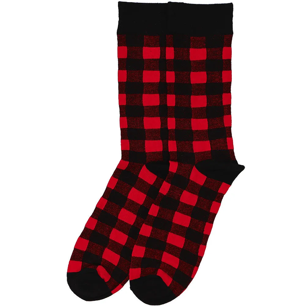 Men's Red and Black Buffalo Plaid Socks sold by TieMart product image thumbnail 3