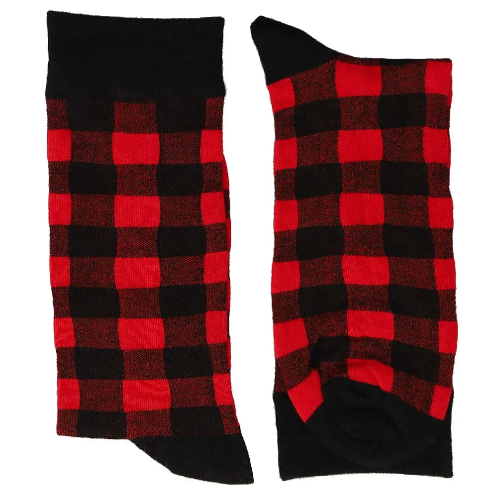 Men's Red and Black Buffalo Plaid Socks sold by TieMart product image thumbnail 2