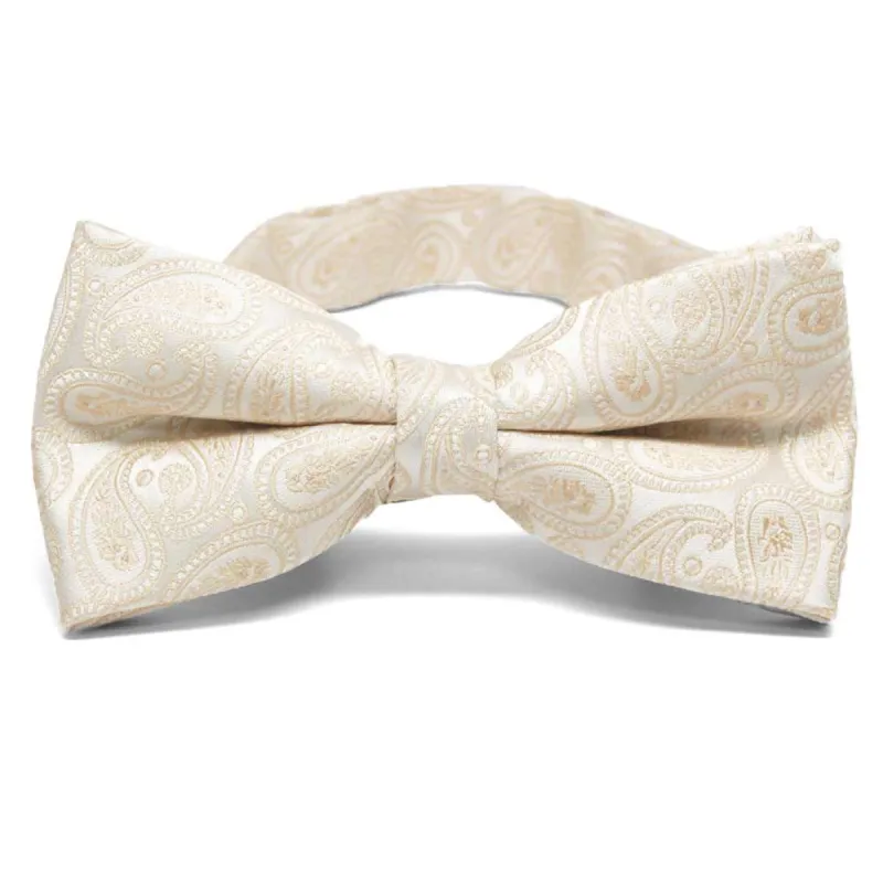 Wheat Brown Darlene Paisley Band Collar Bow Tie sold by TieMart