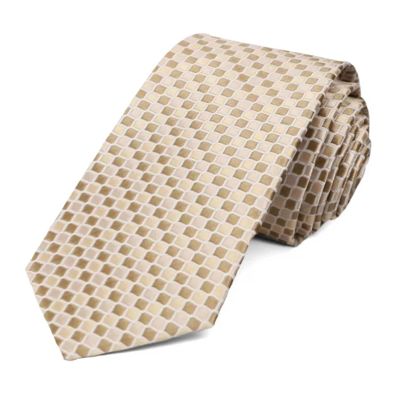 Wheat Brown Edmund Geometric Slim Necktie sold by TieMart