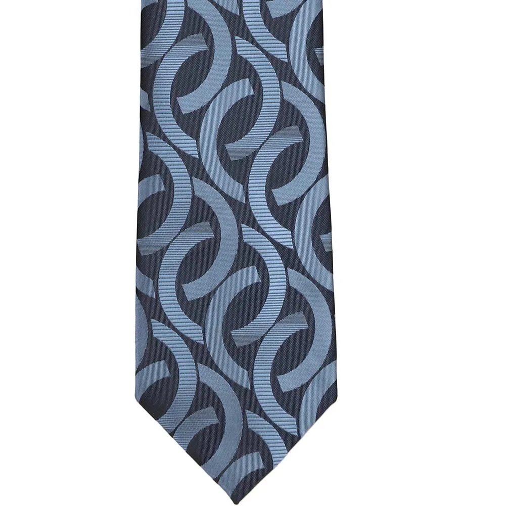 Dark Blue Kay Link Pattern Zipper Tie sold by TieMart product image thumbnail 2