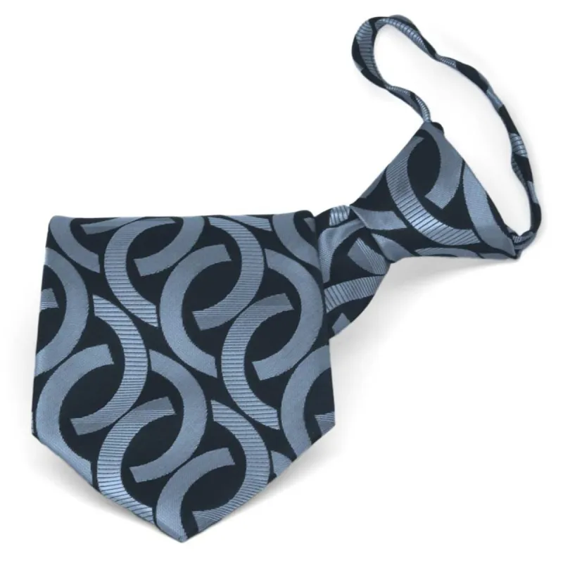 Dark Blue Kay Link Pattern Zipper Tie sold by TieMart