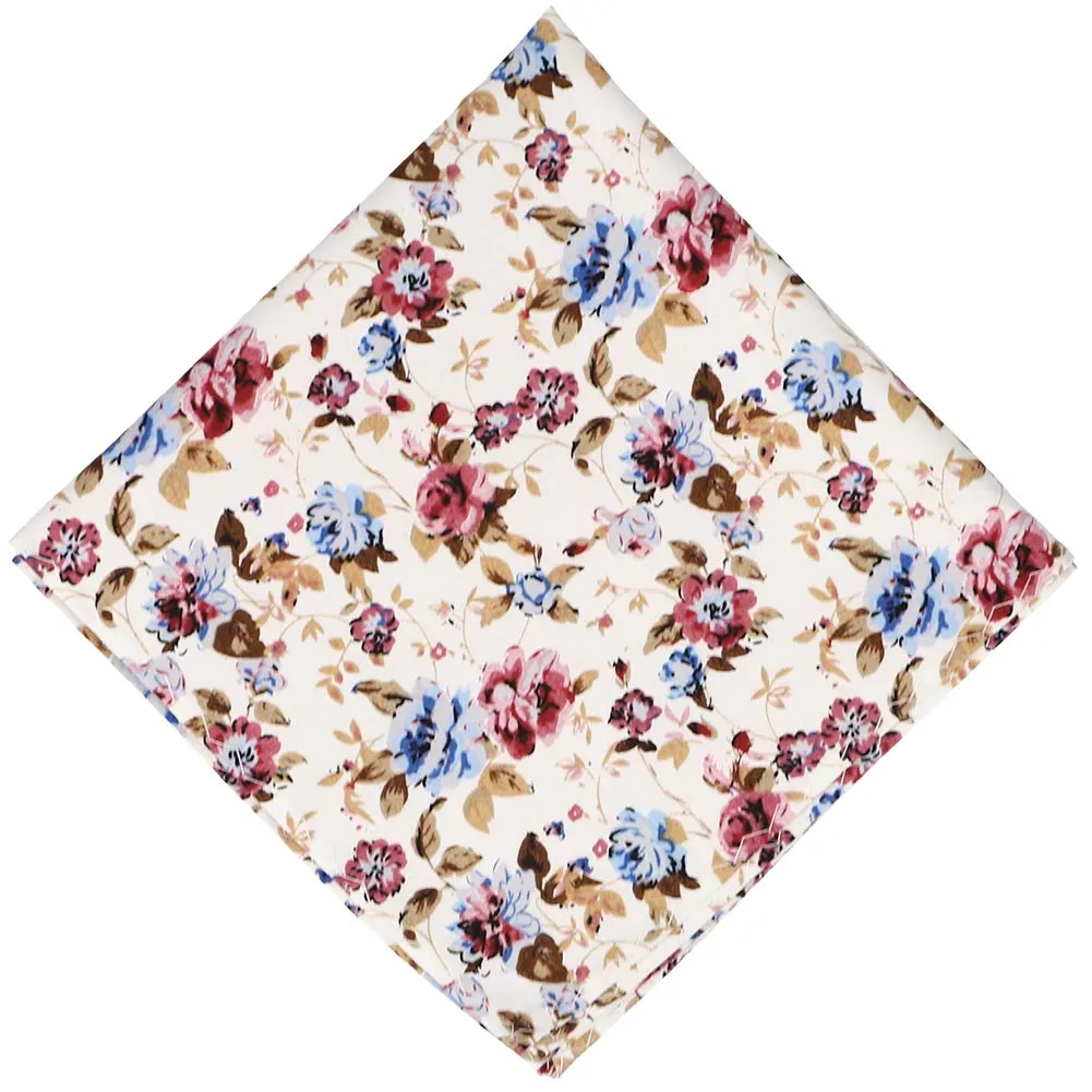 Dusty Mauve and Tan Ridgecrest Floral Pocket Square sold by TieMart