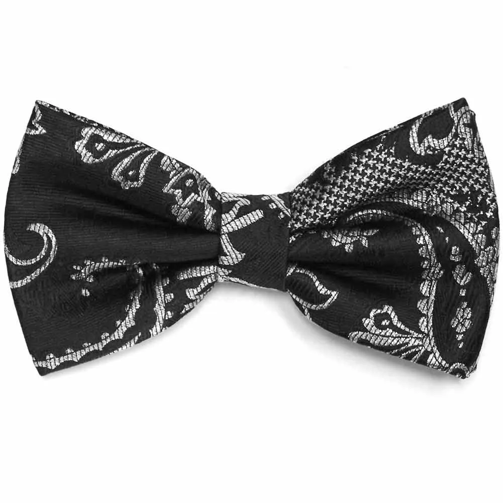 Black and Silver Kilburn Paisley Bow Tie sold by TieMart