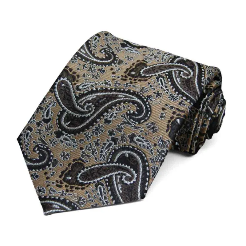 Light Brown Spencer Paisley Necktie sold by TieMart