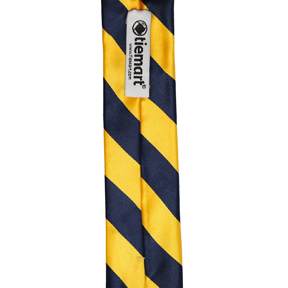 Navy Blue and Golden Yellow Striped Skinny Tie, 2" Width sold by TieMart product image thumbnail 3