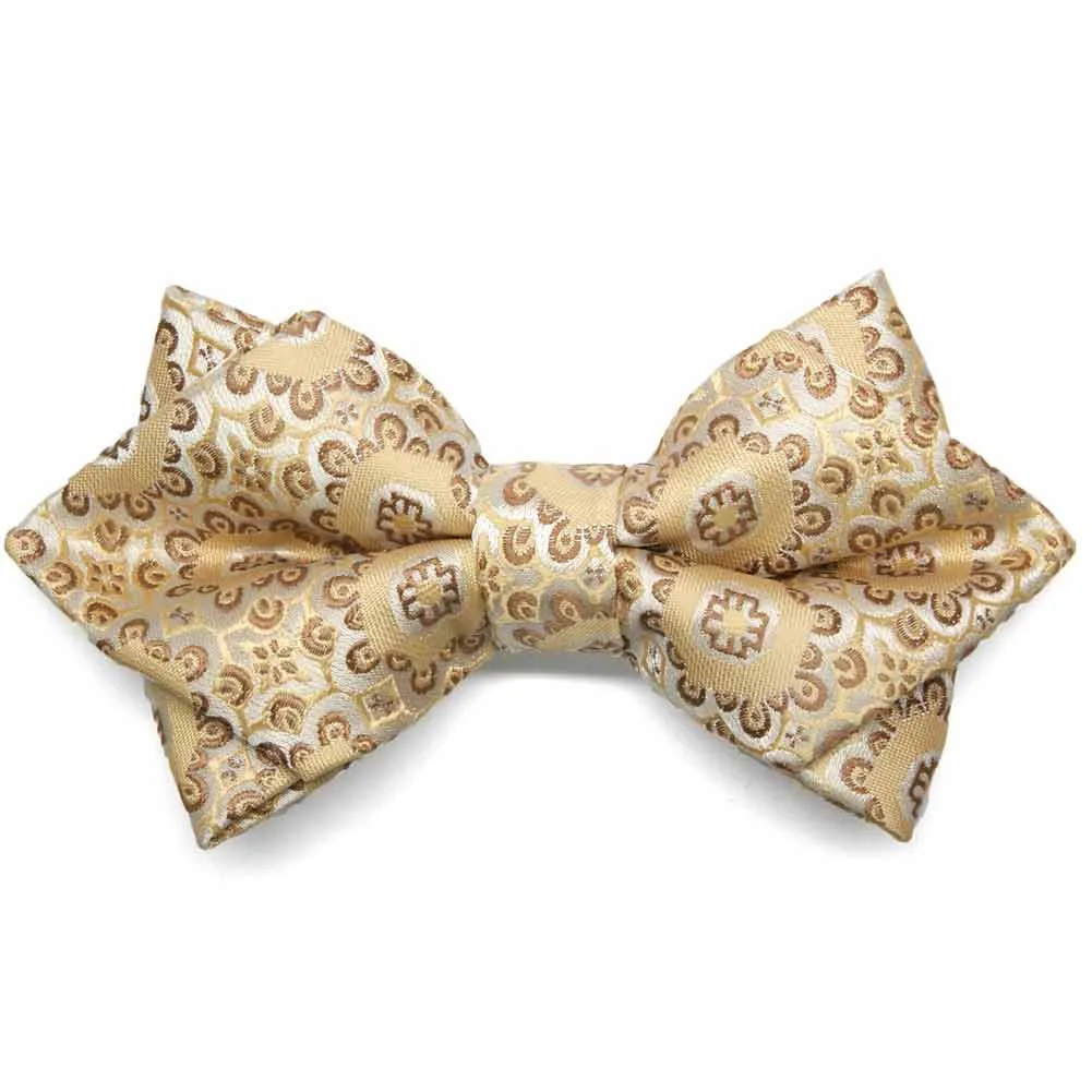 Straw Emma Floral Pattern Diamond Tip Bow Tie sold by TieMart