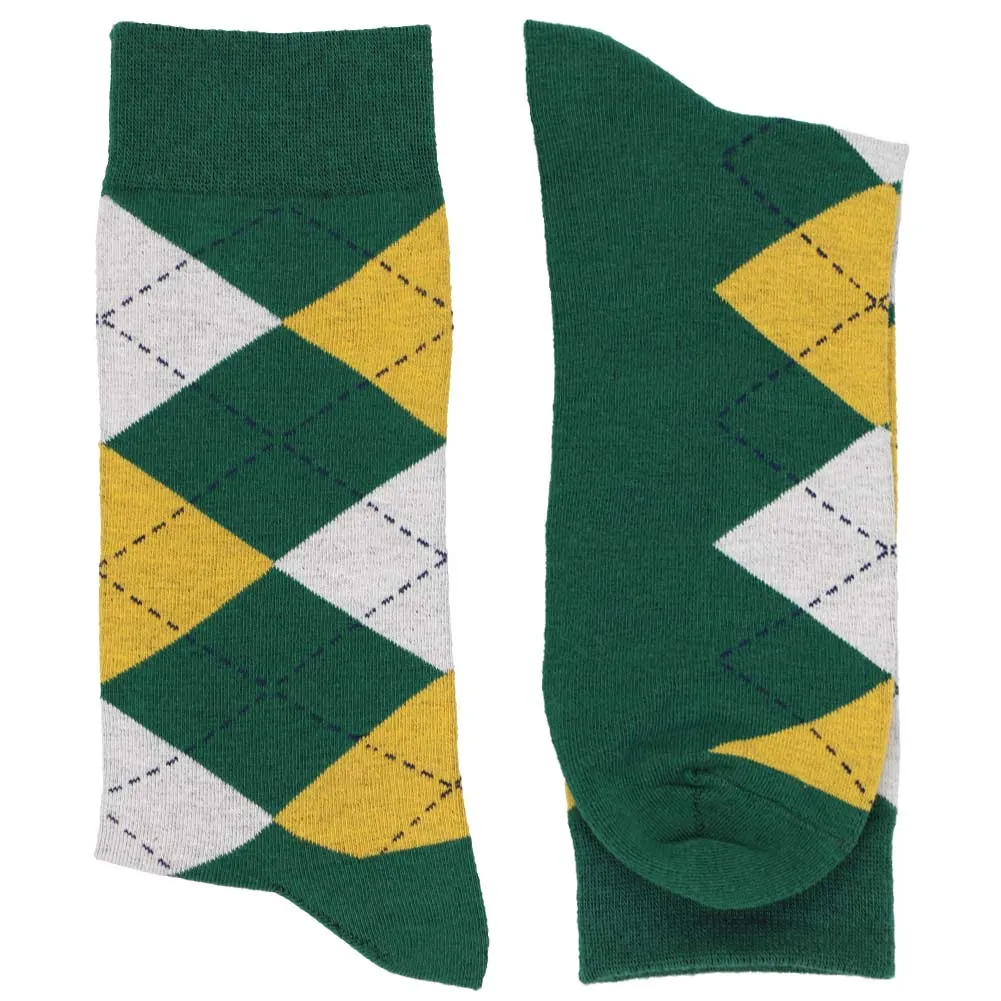 Men's Hunter Green and Gold Argyle Socks sold by TieMart product image thumbnail 2