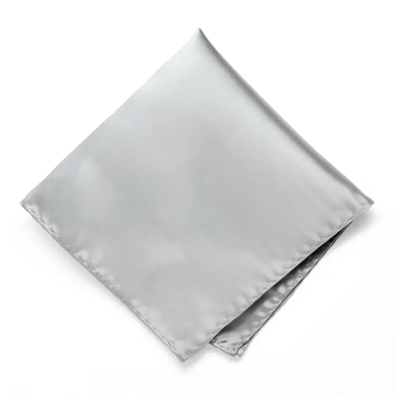 Light Silver Premium Pocket Square sold by TieMart