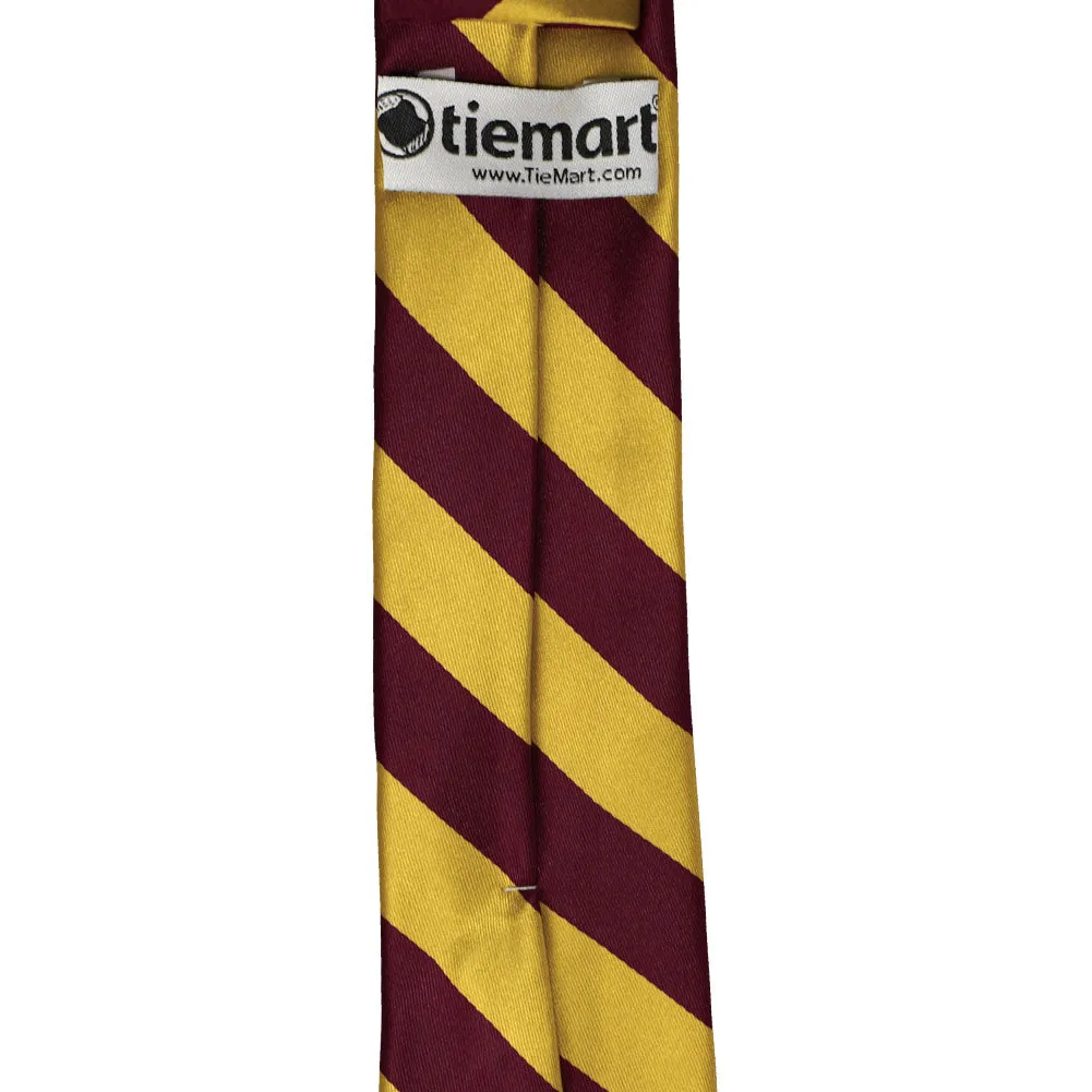 Maroon and Gold Striped Slim Tie, 2.5" Width sold by TieMart product image thumbnail 3