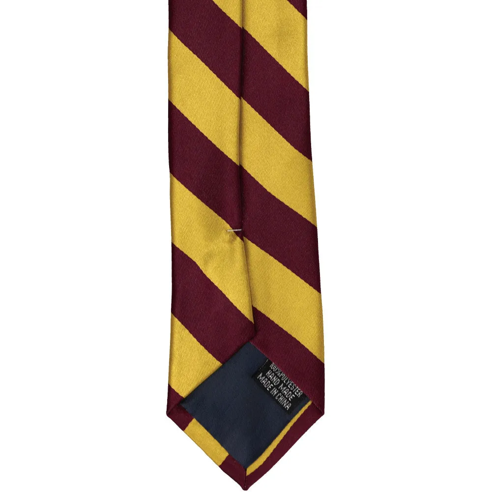 Maroon and Gold Striped Slim Tie, 2.5" Width sold by TieMart product image thumbnail 4