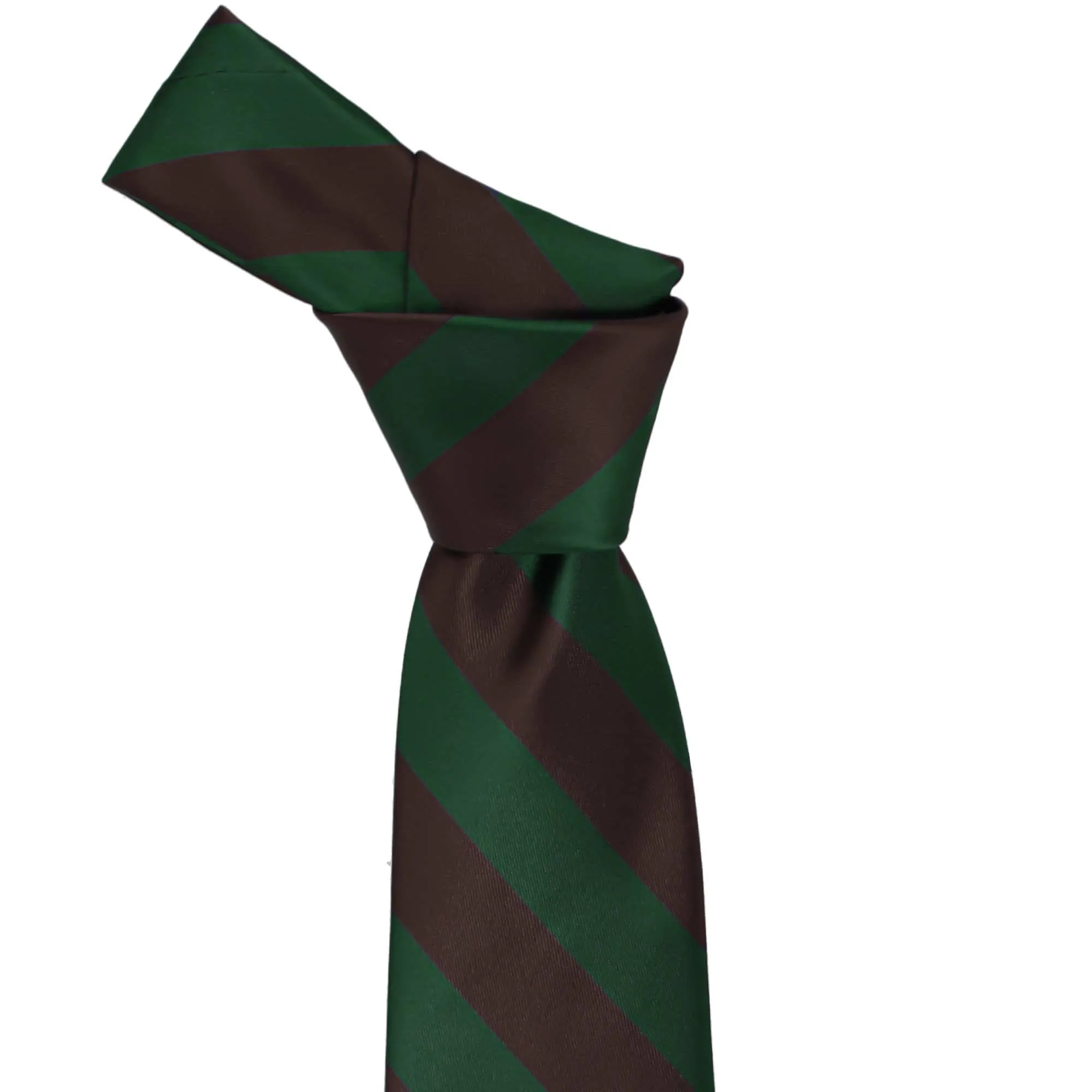 Hunter Green and Brown Striped Tie sold by TieMart product image thumbnail 2