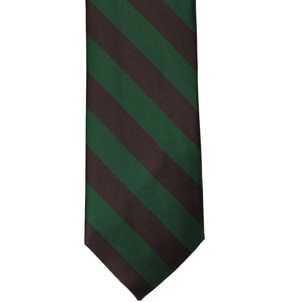 Hunter Green and Brown Striped Tie sold by TieMart product image thumbnail 3