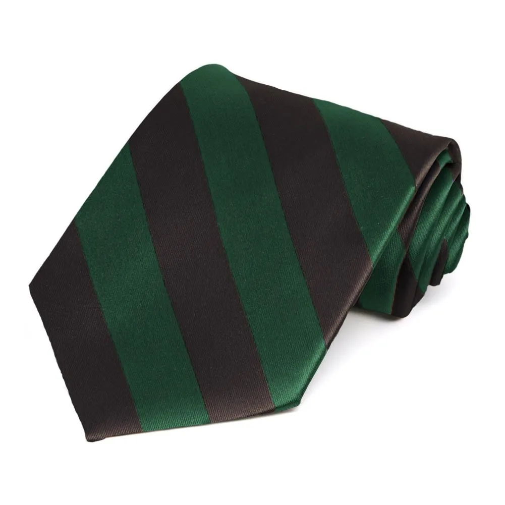 Hunter Green and Brown Striped Tie sold by TieMart