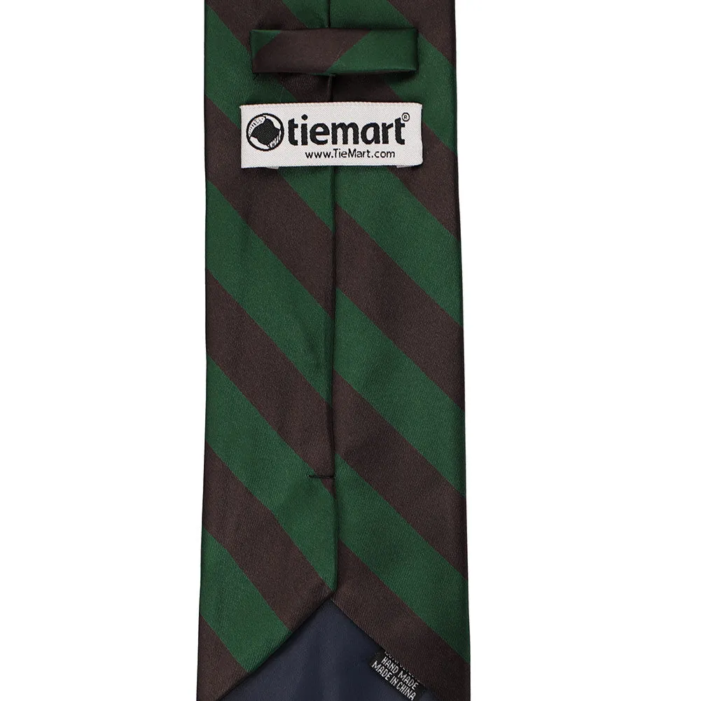 Hunter Green and Brown Striped Tie sold by TieMart product image thumbnail 4