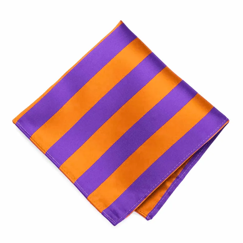 Purple and Orange Striped Pocket Square sold by TieMart
