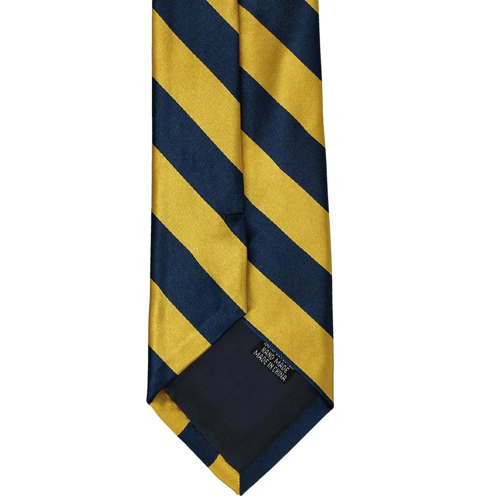 Navy Blue and Gold Extra Long Striped Tie sold by TieMart product image thumbnail 5
