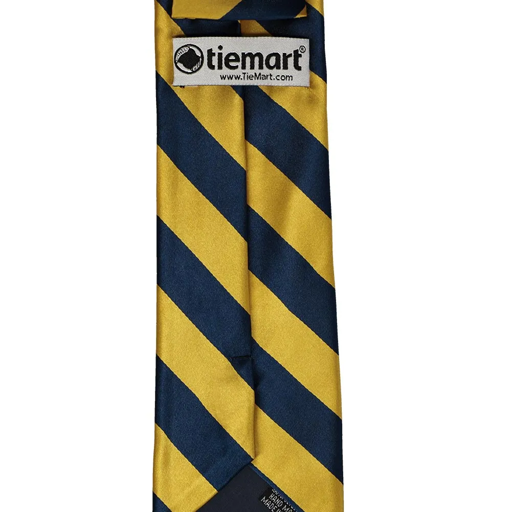 Navy Blue and Gold Extra Long Striped Tie sold by TieMart product image thumbnail 4