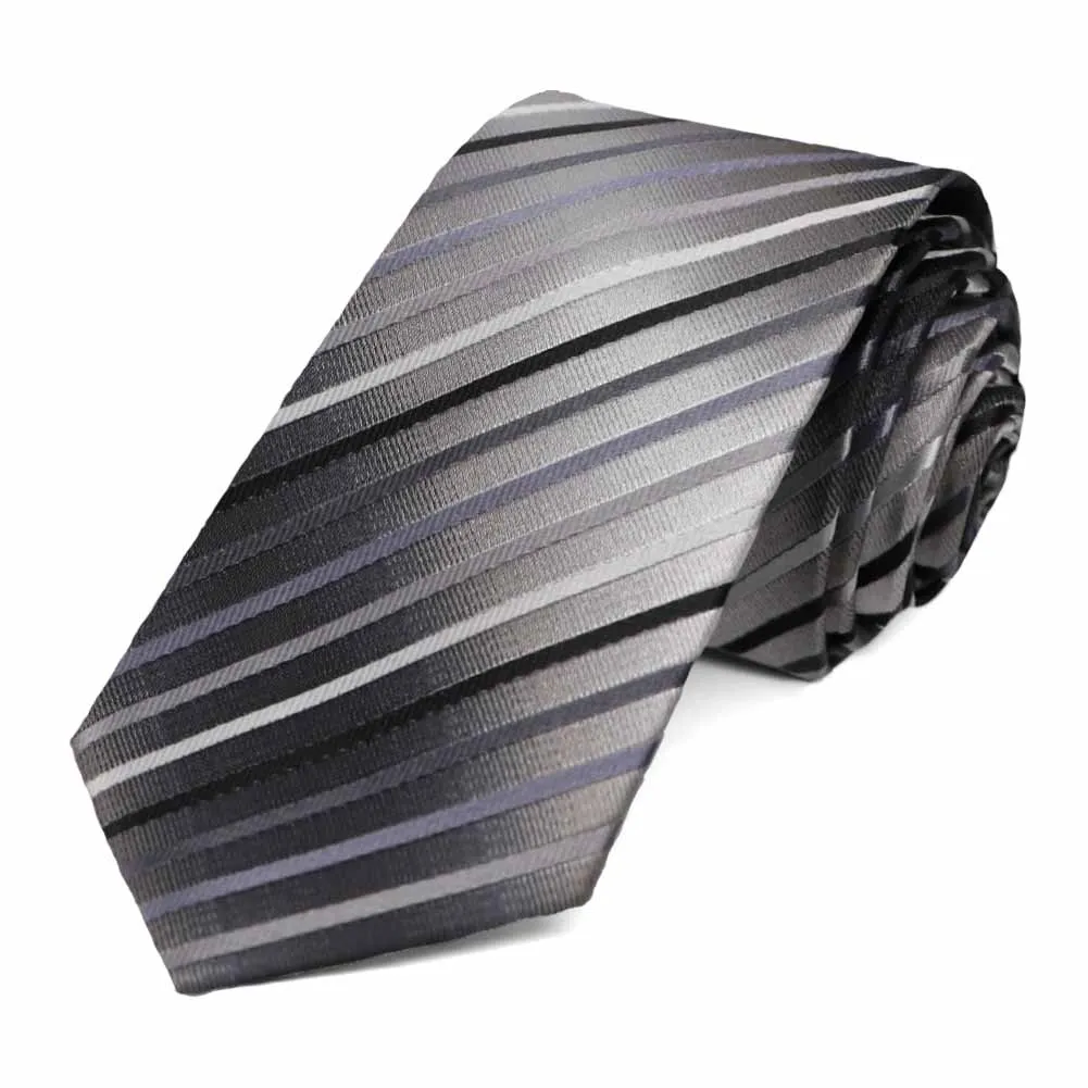 Gray Kissimmee Striped Slim Necktie sold by TieMart