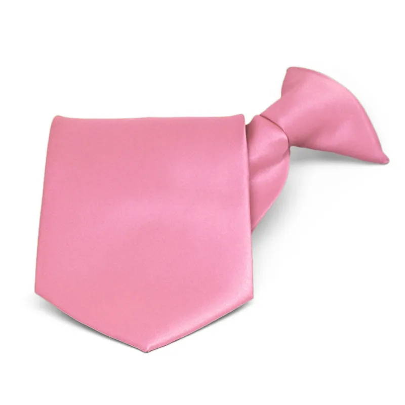 Bubblegum Pink Solid Color Clip-On Tie sold by TieMart