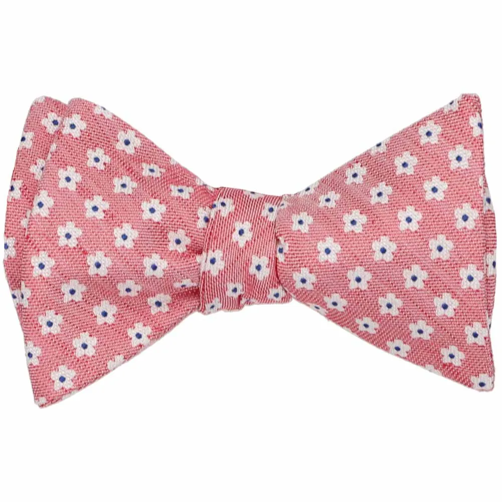 Light Red Countess Floral Linen/Silk Self-Tie Bow Tie sold by TieMart product image thumbnail 2