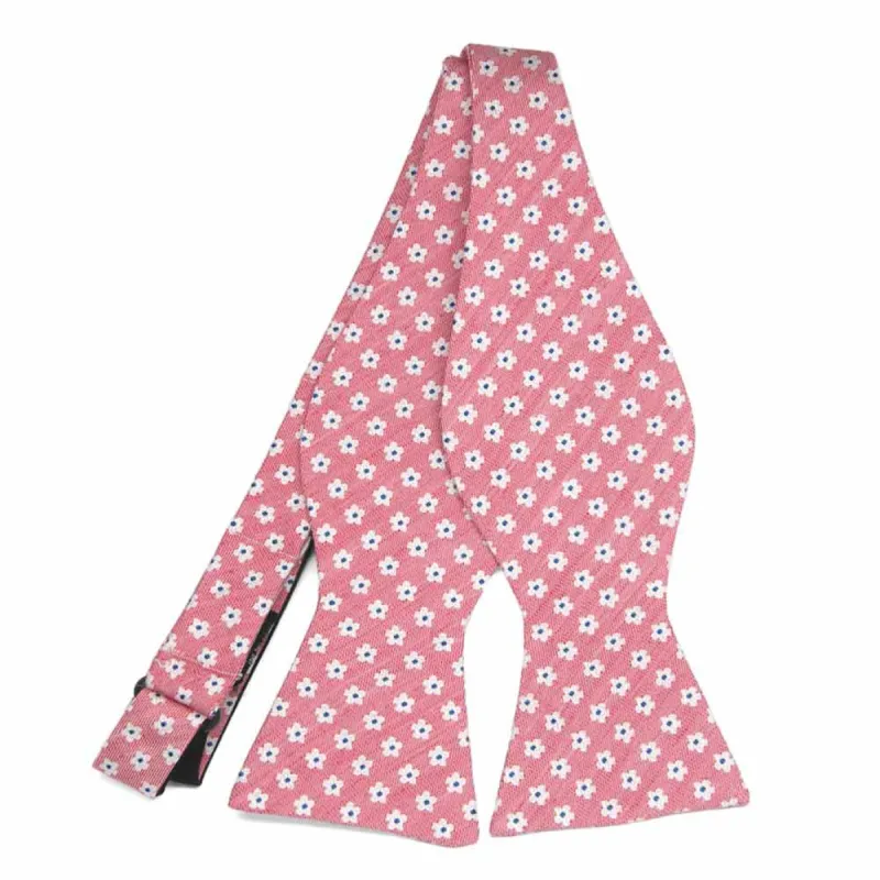 Light Red Countess Floral Linen/Silk Self-Tie Bow Tie sold by TieMart