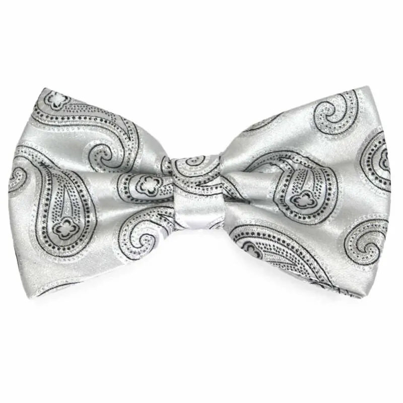 Silver Berkshire Paisley Bow Tie sold by TieMart