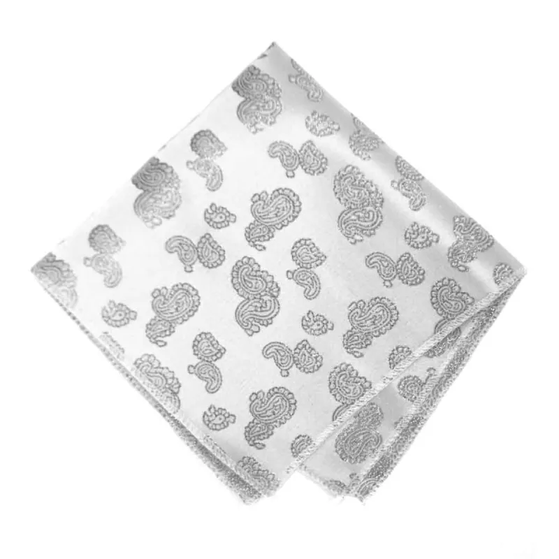 White Ivanhoe Paisley Pocket Square sold by TieMart