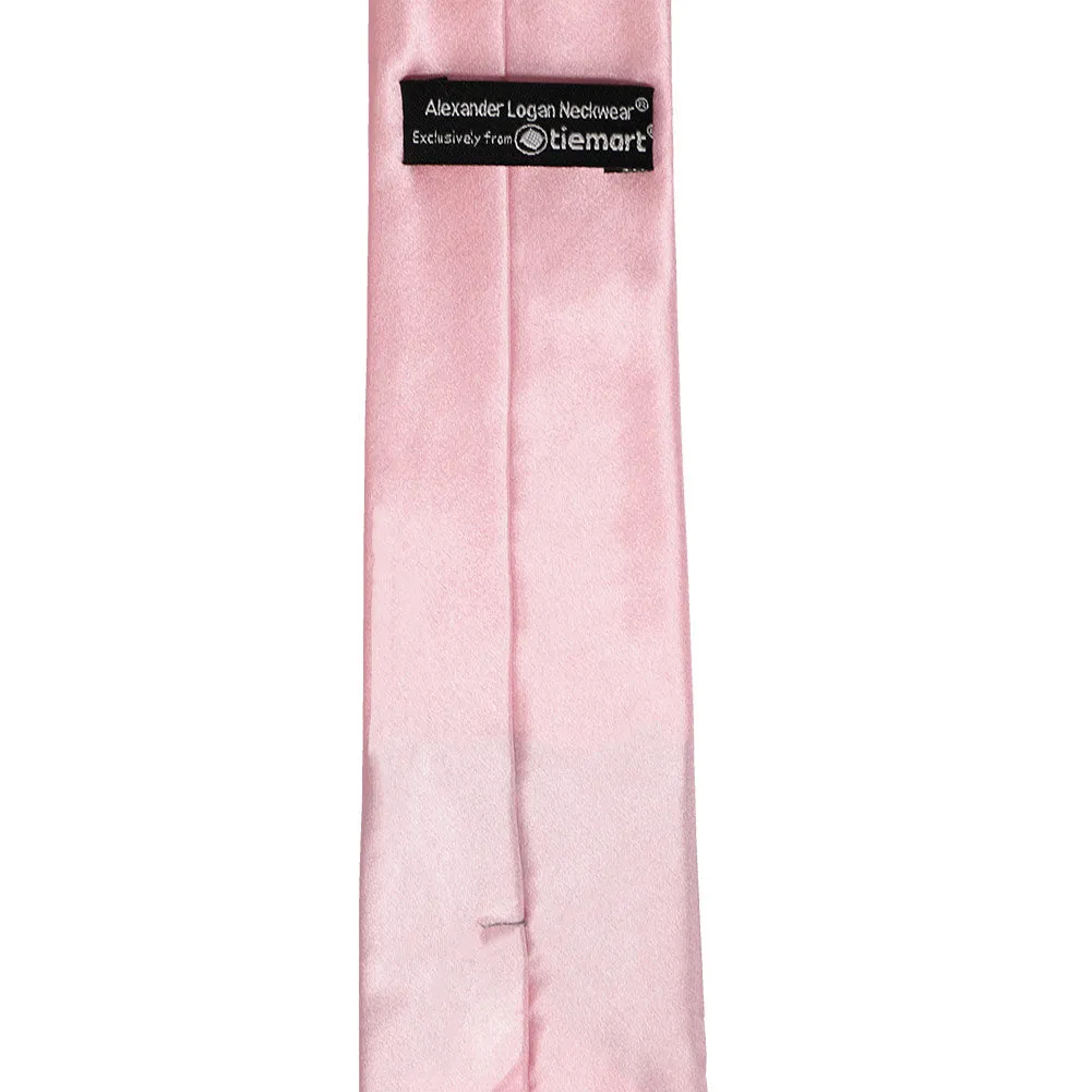 Carnation Pink Slim Solid Color Necktie, 2.5" Width sold by TieMart product image thumbnail 3