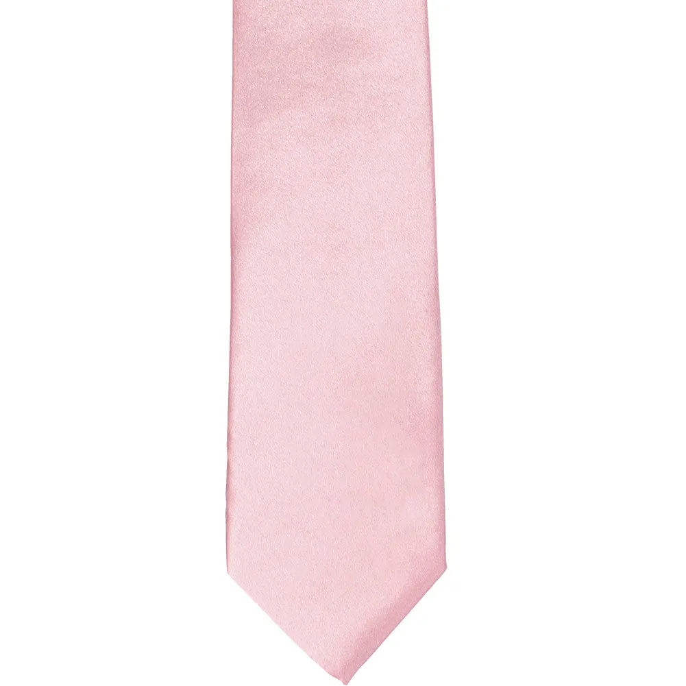 Carnation Pink Slim Solid Color Necktie, 2.5" Width sold by TieMart product image thumbnail 2