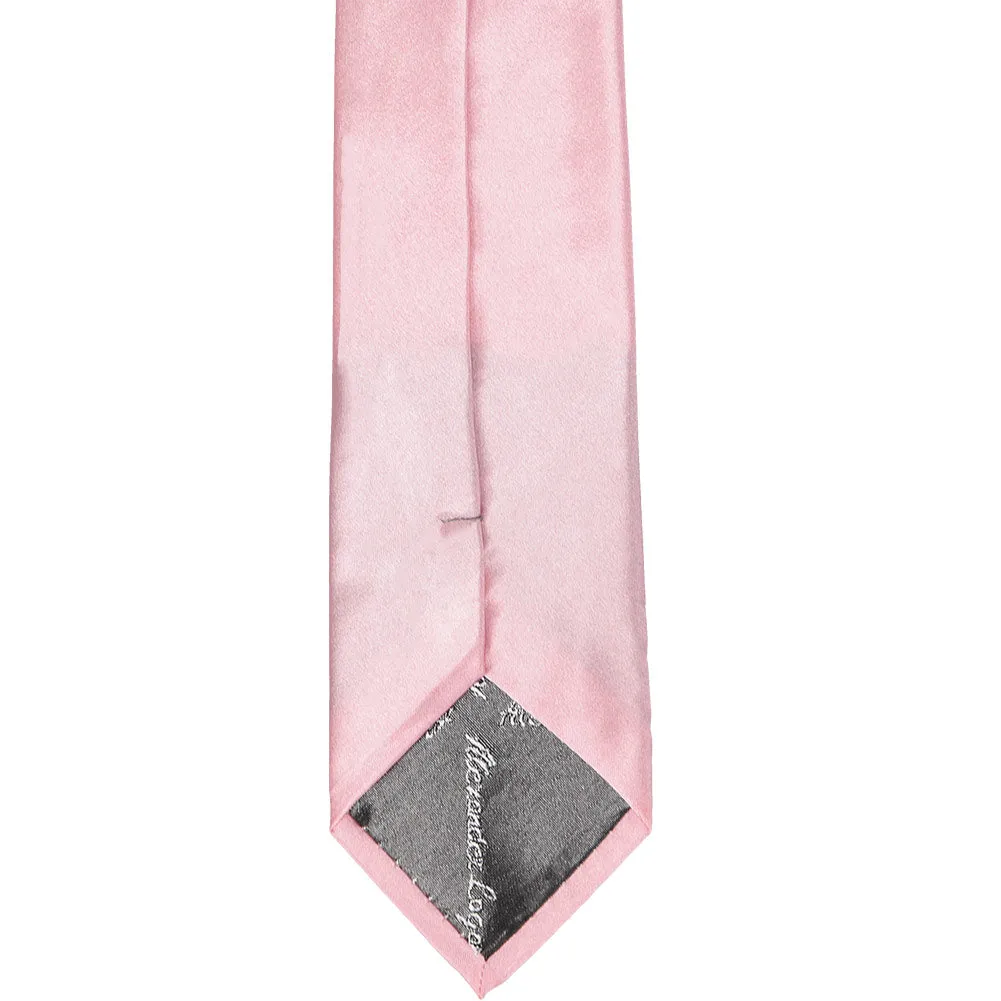 Carnation Pink Slim Solid Color Necktie, 2.5" Width sold by TieMart product image thumbnail 4