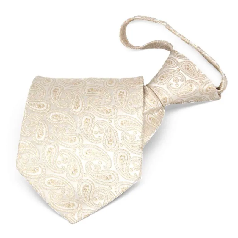 Wheat Brown Darlene Paisley Zipper Tie sold by TieMart