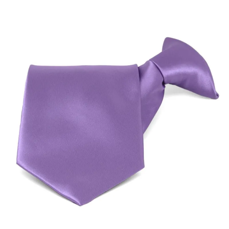 Purple Solid Color Clip-On Tie sold by TieMart