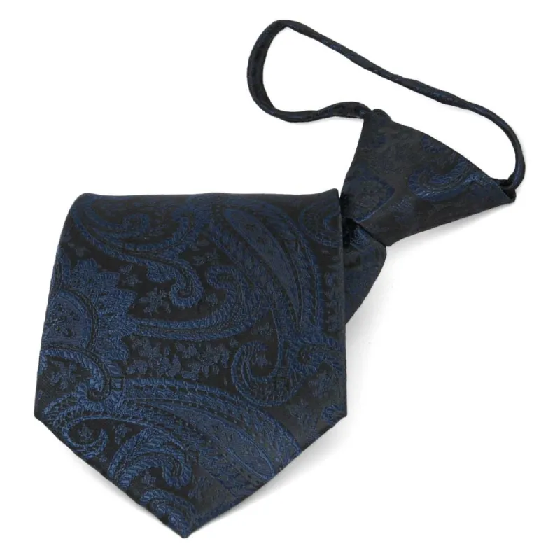 Navy Blue Clara Paisley Zipper Tie sold by TieMart