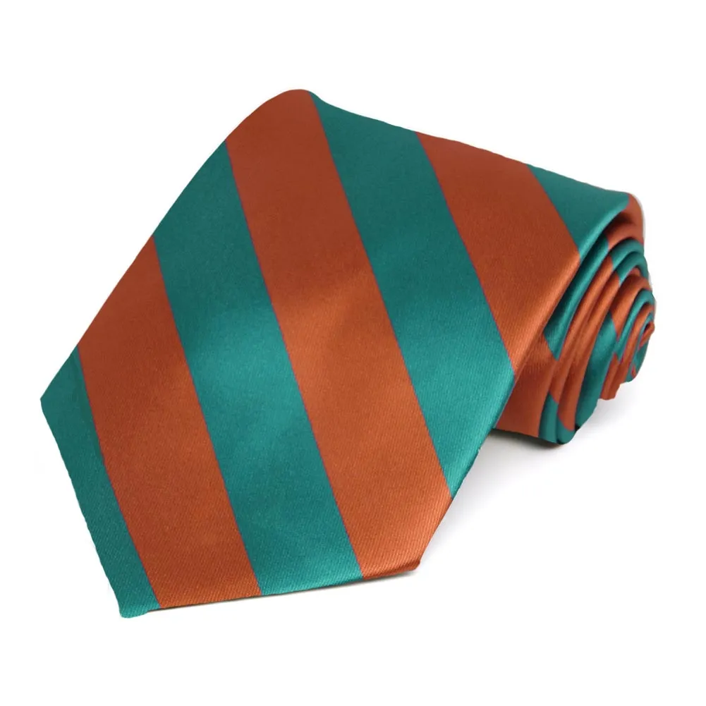 Burnt Orange and Oasis Striped Tie sold by TieMart