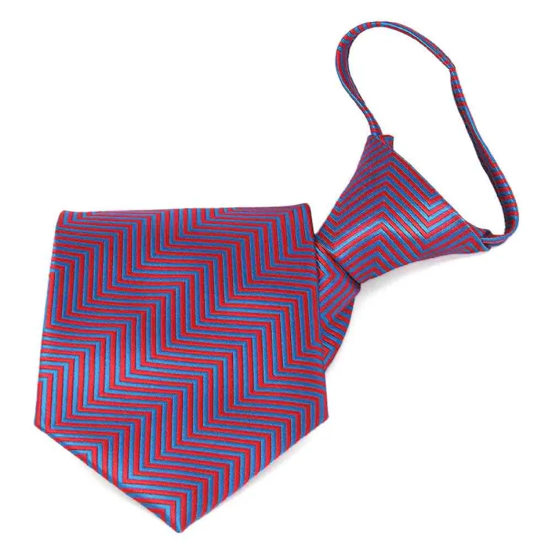 Red Kimberly Chevron Striped Zipper Tie sold by TieMart