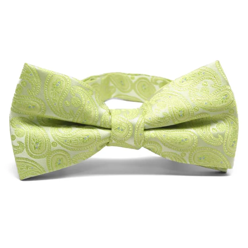 Apple Green Darlene Paisley Band Collar Bow Tie sold by TieMart