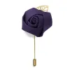 Lapis Purple Premium Flower Lapel Pin sold by TieMart