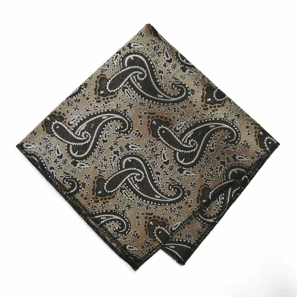 Light Brown Spencer Paisley Pocket Square sold by TieMart product image thumbnail 2
