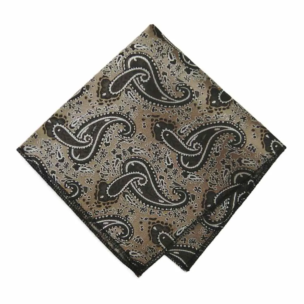 Light Brown Spencer Paisley Pocket Square sold by TieMart