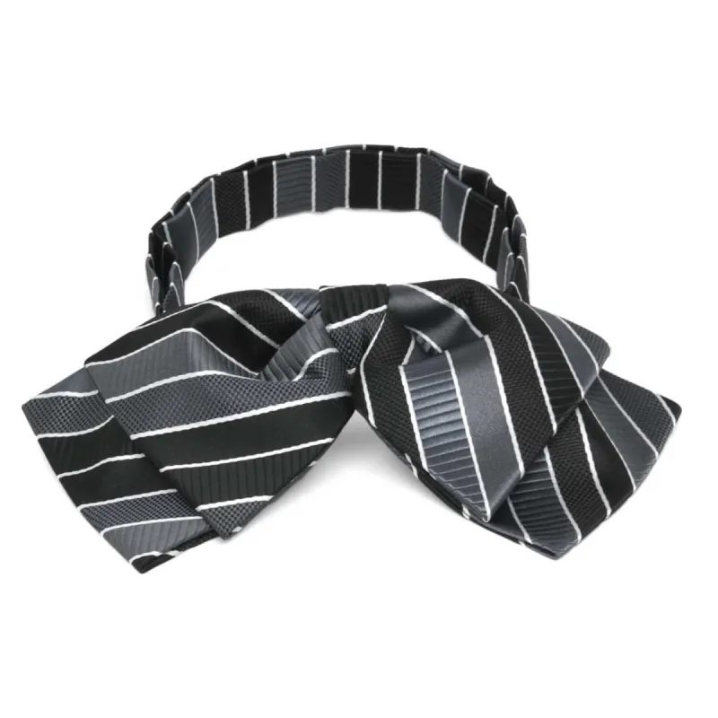 Black Douglas Striped Floppy Bow Tie sold by TieMart