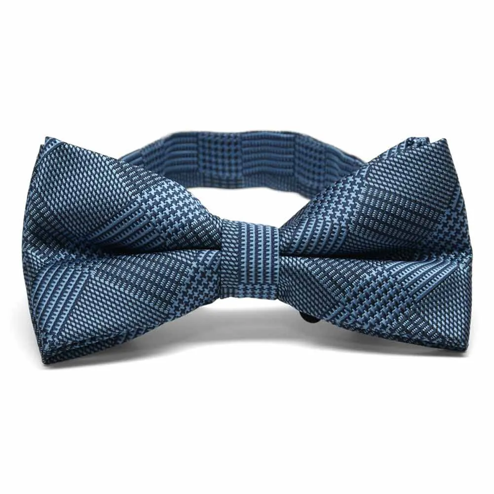 Dark Blue Michael Glen Plaid Band Collar Bow Tie sold by TieMart