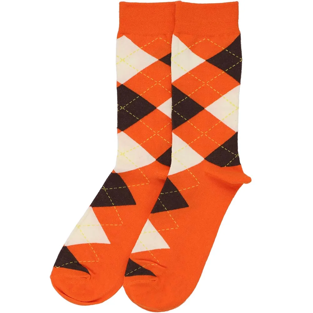 Men's Orange and Brown Argyle Socks sold by TieMart product image thumbnail 3
