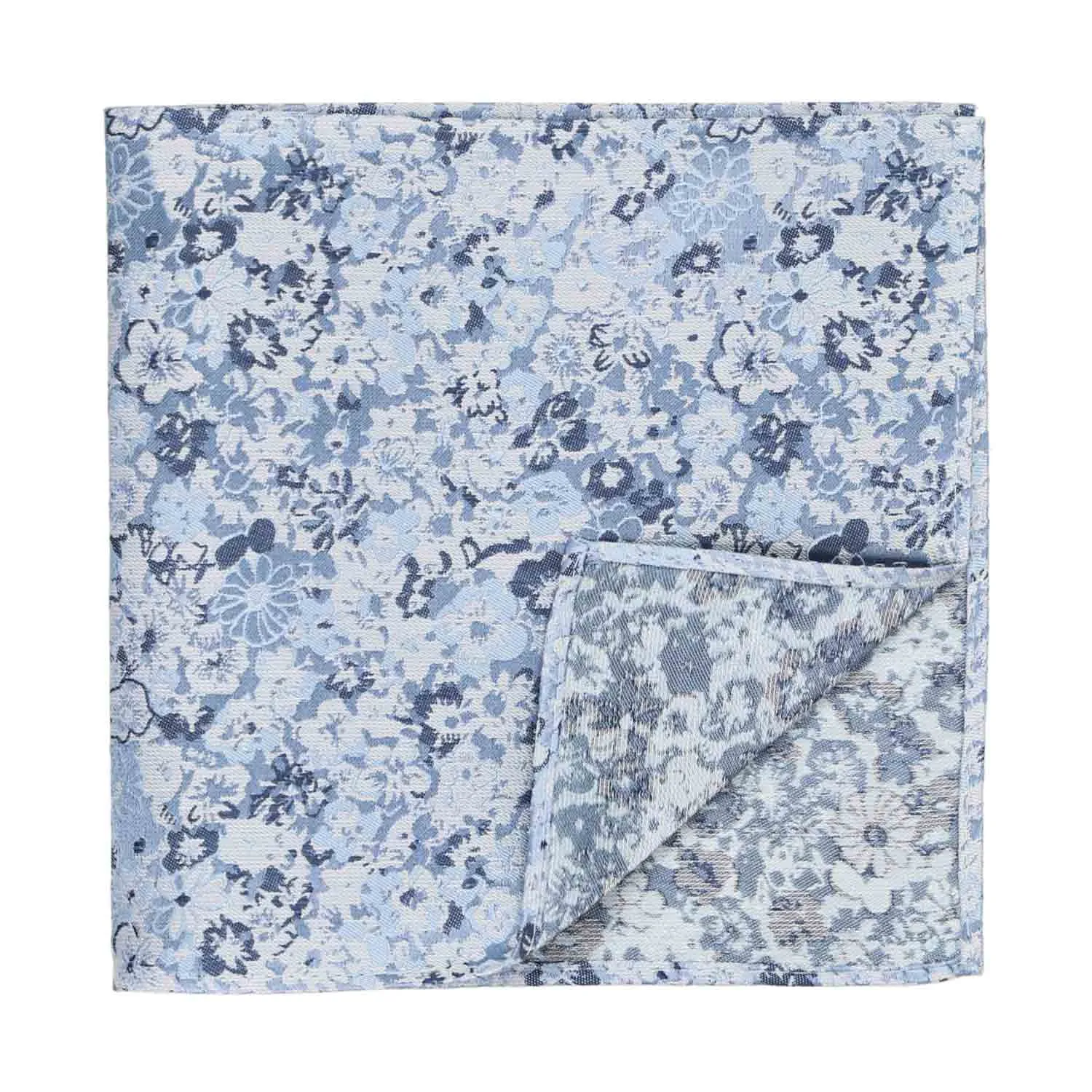 Steel Blue Member Floral Silk/Viscose Pocket Square sold by TieMart product image thumbnail 2