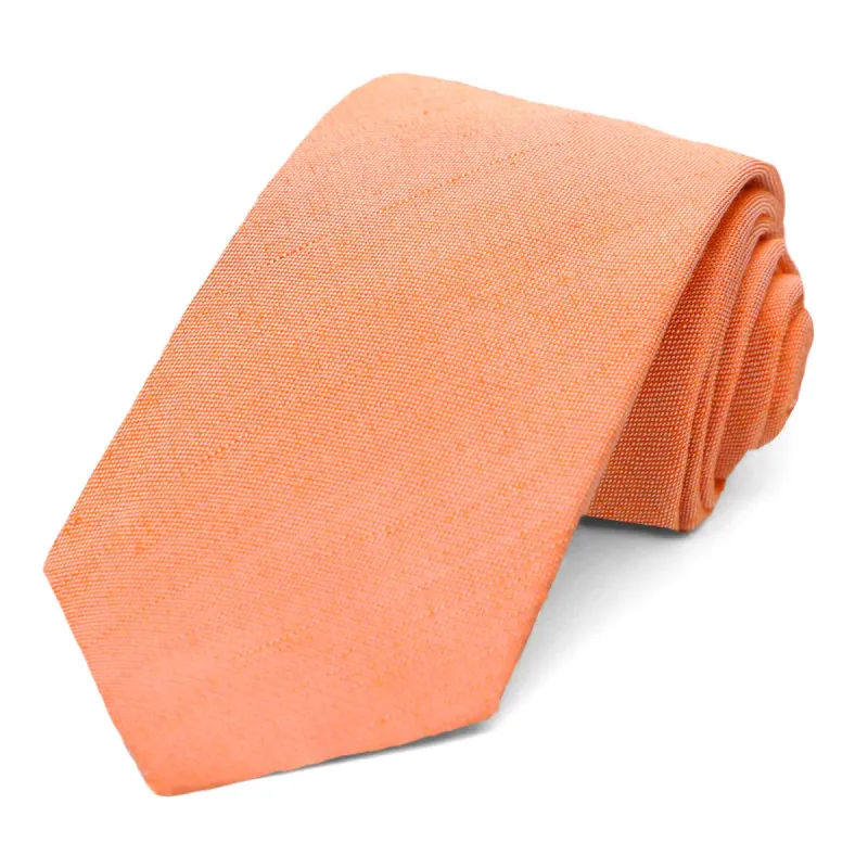 Tangerine Regency Linen/Silk Narrow Necktie, 3" Width sold by TieMart