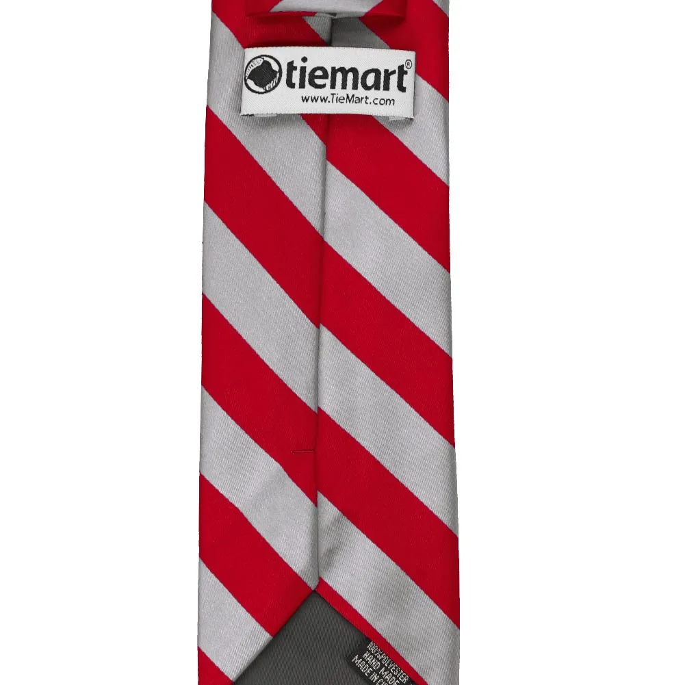 Red and Silver Extra Long Striped Tie sold by TieMart product image thumbnail 4